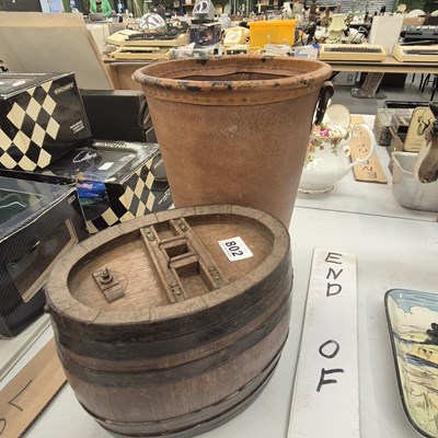 Lot 802 - An iron coopered oak cider keg, together with...