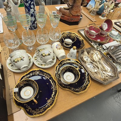 Lot 806 - A two handled tray, electroplate cutlery,...