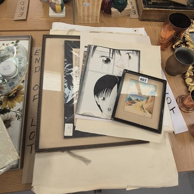Lot 807 - Mounted and loose pictures and prints