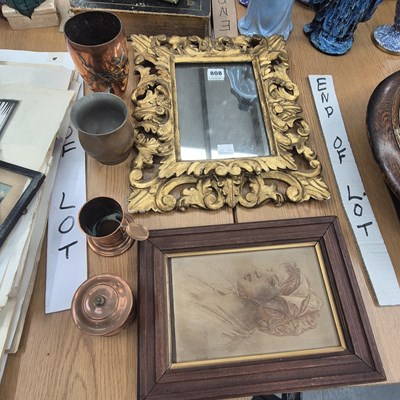 Lot 808 - A gilt carved framed rectangular mirror,...