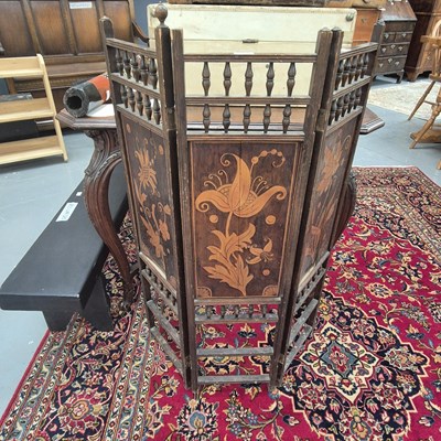 Lot 250 - A small 19th century threefold mahogany screen...