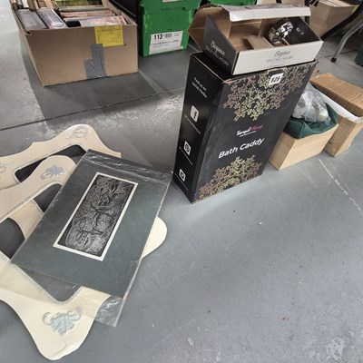Lot 828 - A boxed Tranquil Bath Caddy, two frames, a loo...