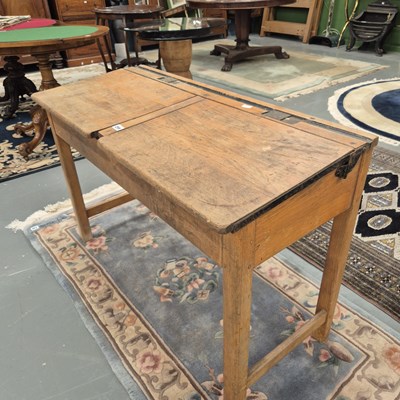Lot 259 - A vintage child's double school desk H 68 W...