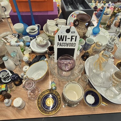 Lot 829 - Frosted blue glass bottle vases, miscellaneous...