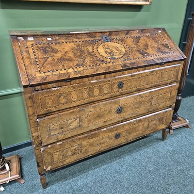Lot 1577 - A large 18th century Continental inlaid walnut...