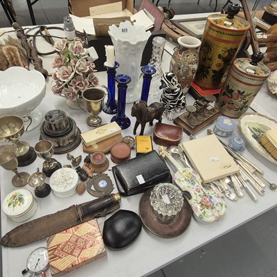Lot 833 - Electroplate cutlery and trophy cups, floral...