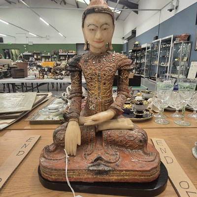 Lot 842 - An 18th century Burmese mirror inset red...