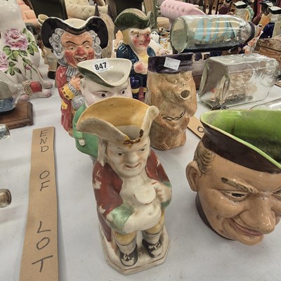 Lot 847 - Four Toby jugs, together with two character jugs