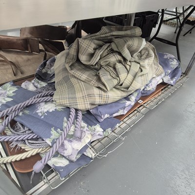 Lot 864 - Four pairs of blue ground floral lined...