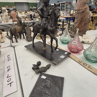 Lot 871 - A bronzed equestrian figure of Napoleon, two...