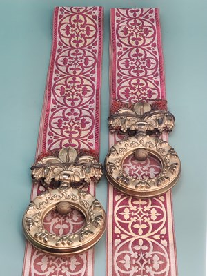 Lot 1587 - A pair of mid 19th century ormolu ring handled...