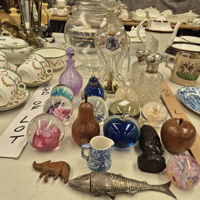 Lot 895 - Caithness paperweights, a pair of silver...