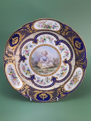 Lot 1801 - An 18th century Sevres plate centrally painted...