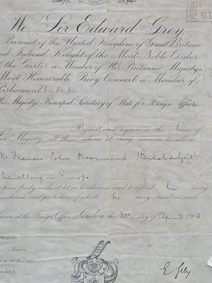 Lot 925 - A double sided frame of a passport issued to...