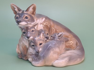 Lot 1806 - A Royal Copenhagen group of a fox and her four...