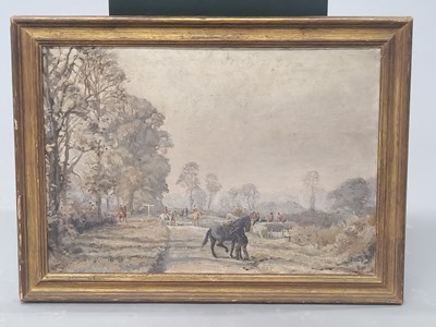 Lot 1278 - 20th century school, a hunt gathering at a...