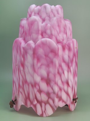 Lot 1815 - A white splashed cranberry glass light shade,...