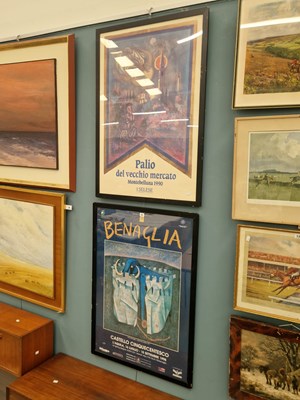 Lot 11 - Two framed posters: 'Palio del vecchio mercado,...