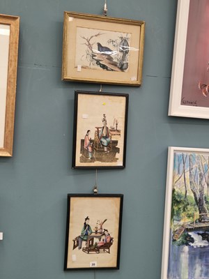 Lot 20 - A pair of Chinese rice paper paintings of...