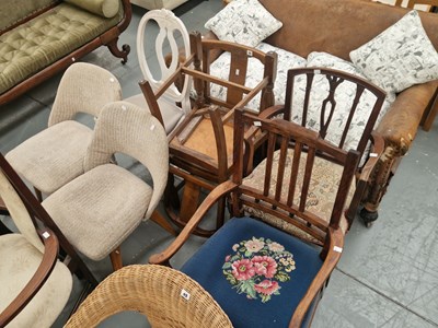 Lot 46 - Seven dining chairs: two mid century teak in a...