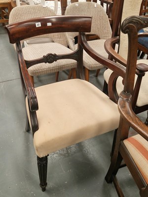 Lot 47 - A Regency mahogany elbow chair, the carved...