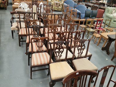 Lot 51 - Fourteen antique splatback dining chairs: two...