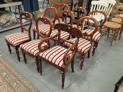 Lot 57 - A set of eight mahogany balloon back side...