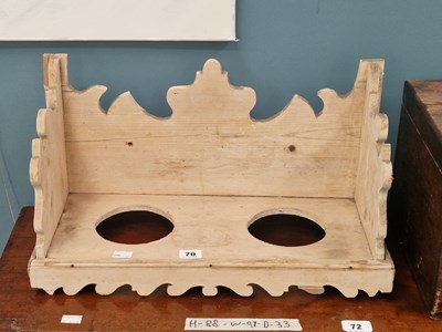 Lot 70 - A small pine cottage planter shelf with...