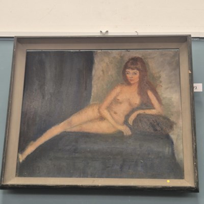 Lot 73 - Early 20th century school, reclining nude, oil...