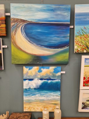 Lot 74 - Two modern seascape works on canvas, the...