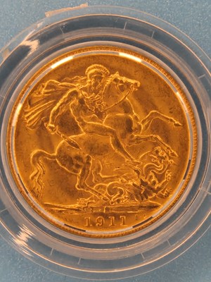 Lot 2956 - The Three Monarchs Sovereign, dated 1911,...