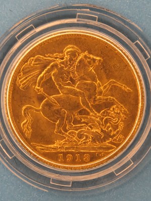 Lot 2965 - 1913 Gold Sovereign, struck in 22ct gold with...