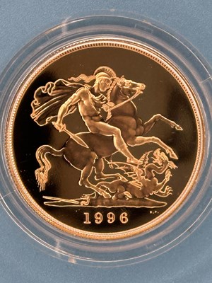 Lot 2993 - 1996 Gold Proof Five Pound, struck in 22ct...