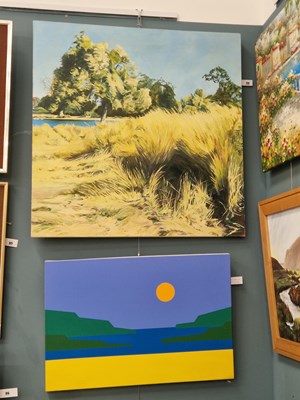Lot 89 - A large modern oil on canvas of tall grass...