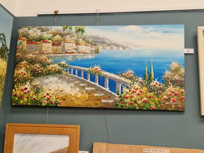 Lot 91 - A large Mediterranean scene, oil on canvas,...