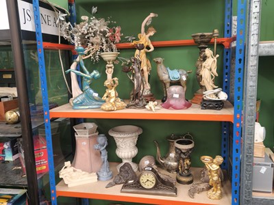 Lot 506 - Art Deco style figural table lamps and candle...