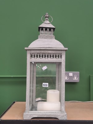 Lot 513 - A glazed wooden table top candle lantern