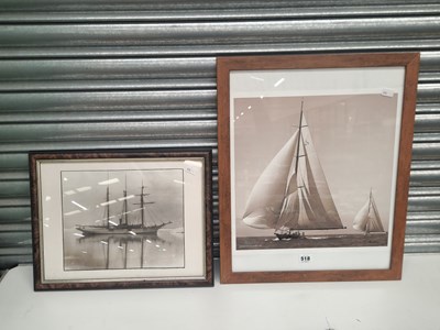 Lot 518 - A photograph of the yacht Shamrock V racing...