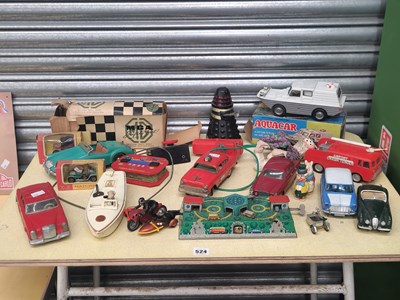 Lot 524 - Toy vehicles with remotes, an Aquacar, a dalek,...
