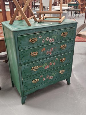 Lot 113 - A folk art painted Lebus mahogany chest of...