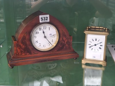 Lot 532 - A French carriage timepiece together with a...