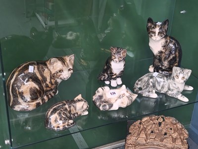 Lot 536 - A collection of six Winstanley pottery cats