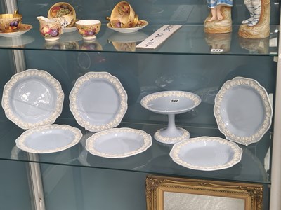 Lot 542 - A Wedgwood glazed blue jasper dessert set
