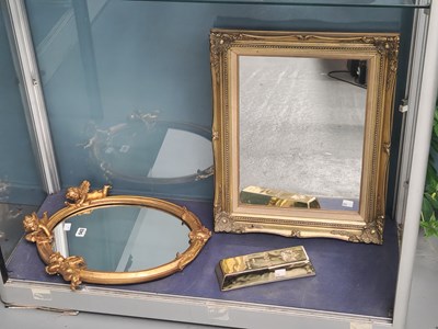 Lot 543 - Two gilt framed mirrors together with an...