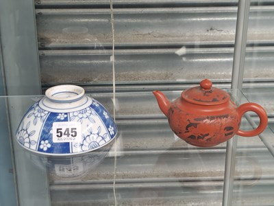 Lot 545 - A Yixing tea pot together with an oriental...