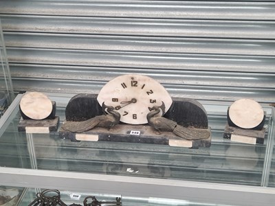 Lot 549 - A clock garniture, the white dial flanked by...