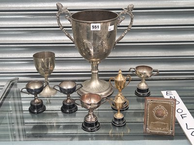 Lot 551 - Eight electroplate tennis trophy cups together...