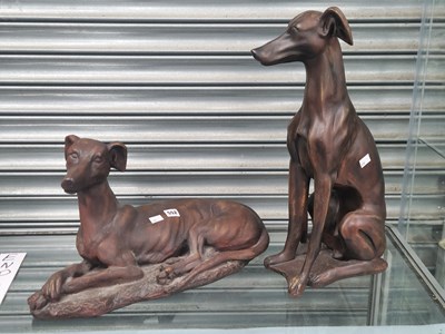 Lot 552 - Two figures of greyhounds with bronzed finishes