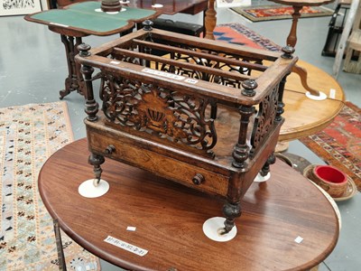 Lot 148 - A Victorian burr walnut Canterbury, the three...