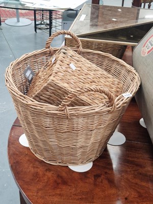 Lot 152 - A vintage wicker log basket together with a...